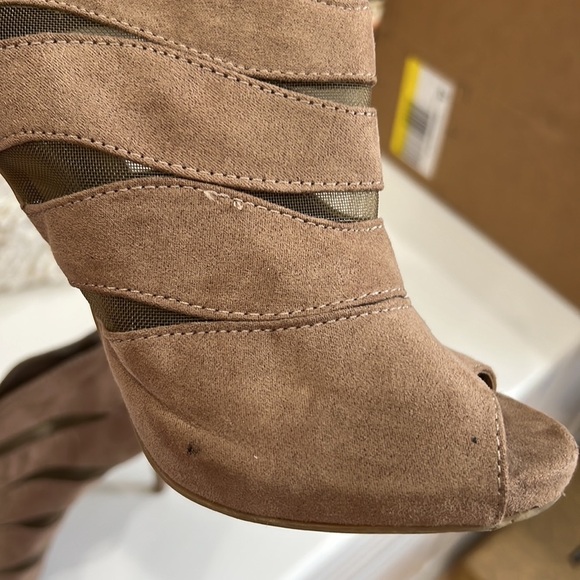 Nine West Faux Suede Peep Toe Booties - Picture 12 of 15